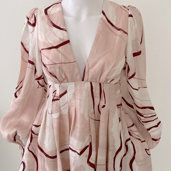 Aje Amelia Plunge Mini Dress with Bell Sleeves 
New - Picture 9 of 16
